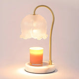 Elegant White Flower Glass Candle Melting Table Lamp Image - 5