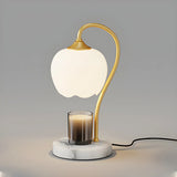 Elegant White Flower Glass Candle Melting Table Lamp Image - 6