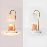 Elegant White Flower Glass Candle Melting Table Lamp Image - 8