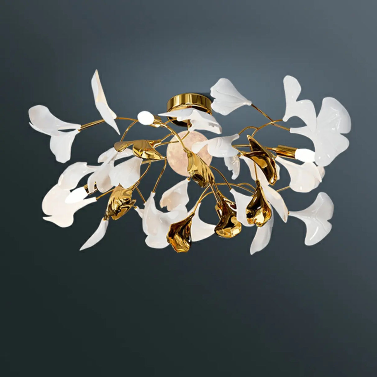 Elegant White Flower-Like Semi-Flush Mount Ceiling Lamp Image - 7