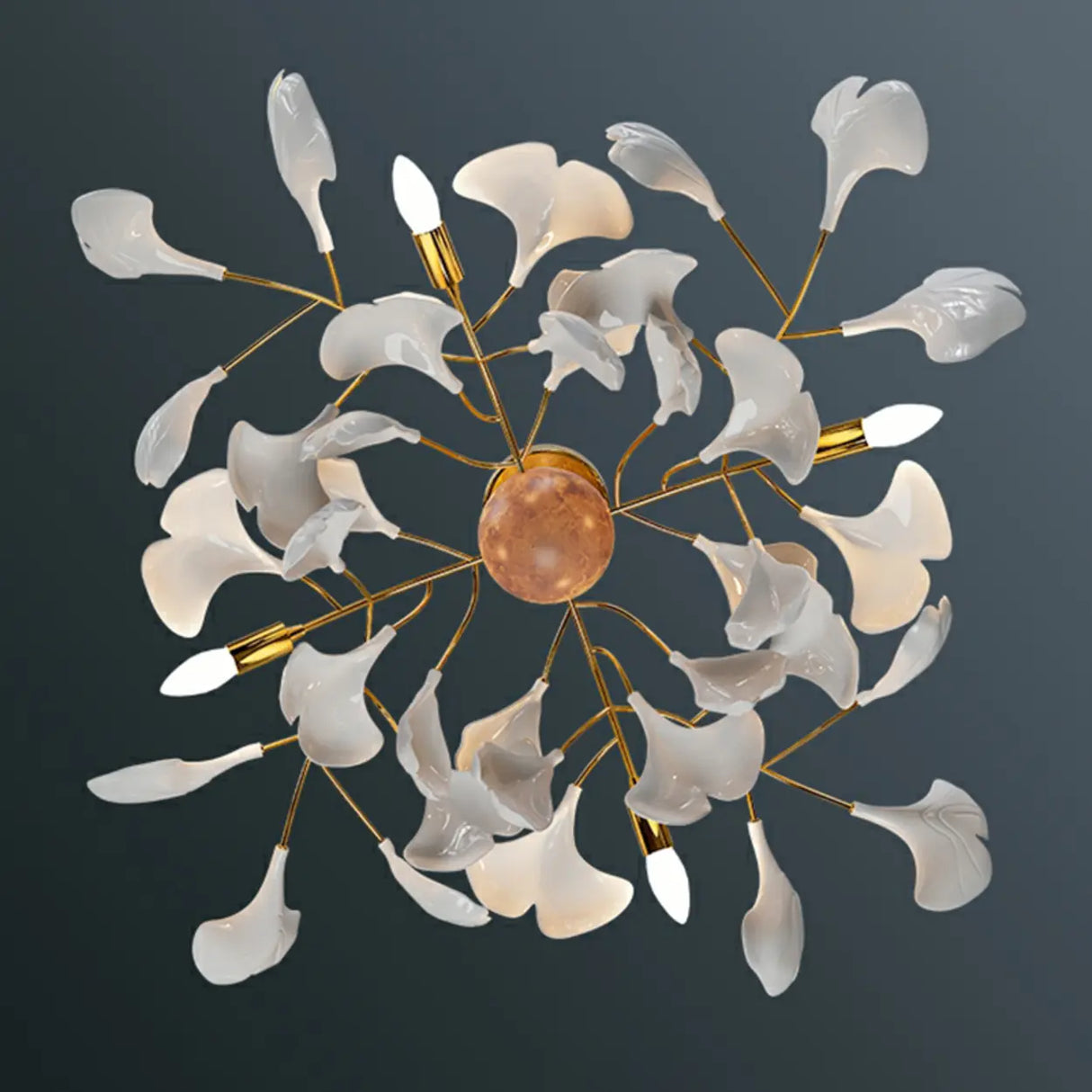 Elegant White Flower-Like Semi-Flush Mount Ceiling Lamp Image - 8