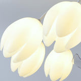 Elegant White Flower Remote Chandelier Fan with Light Image - 11