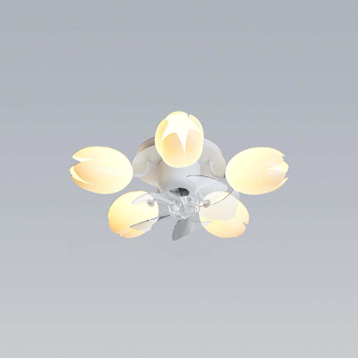 Elegant White Flower Remote Chandelier Fan with Light Image - 6