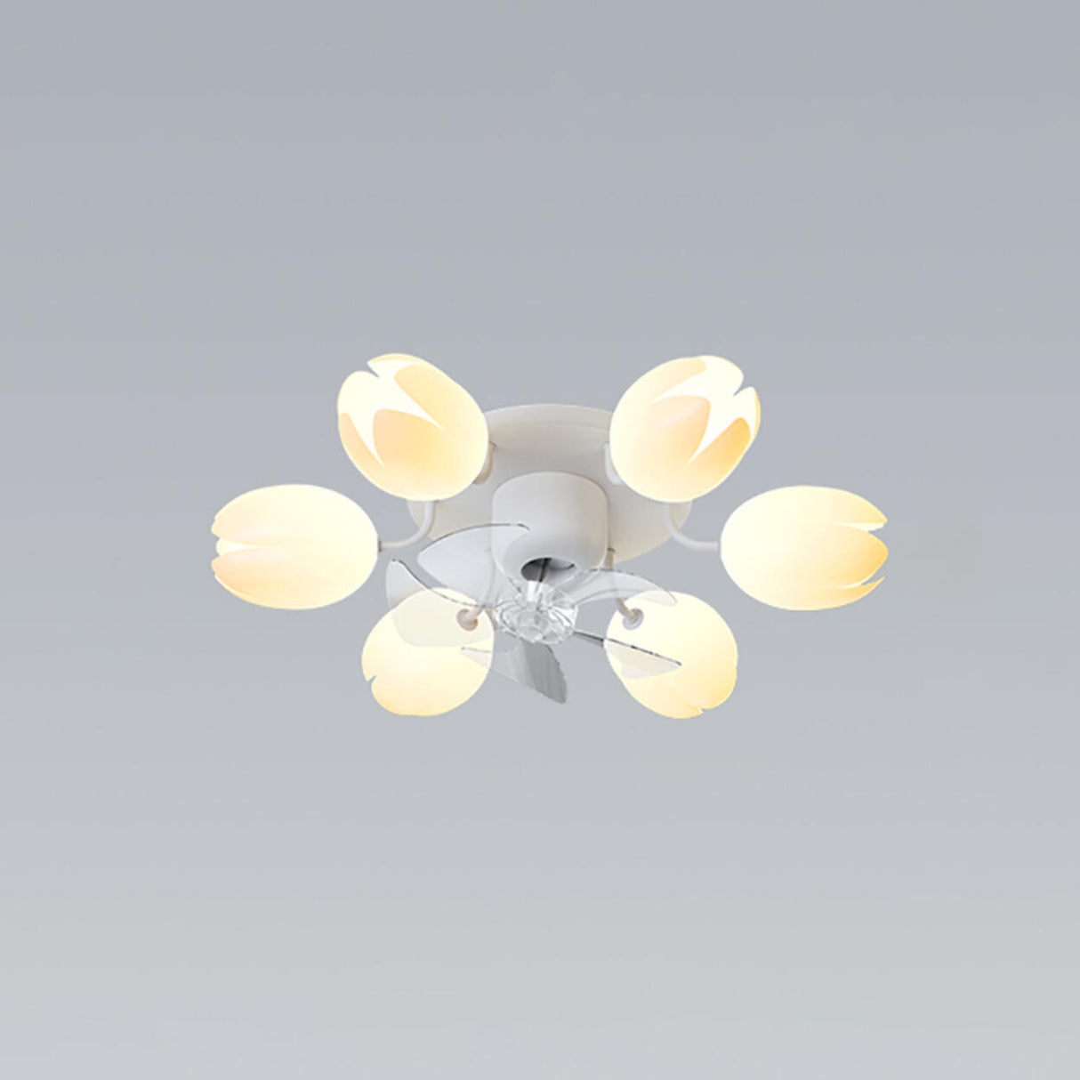 Elegant White Flower Remote Chandelier Fan with Light Image - 7