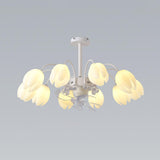 Elegant White Flower Remote Chandelier Fan with Light Image - 8