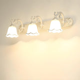 Elegant White Glass Floral Metal LED Vanity Light Image - 9