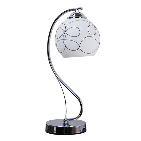 Elegant White Globe Glass Chrome Gooseneck Table Lamp Image - 2