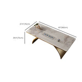 Elegant White Gold Stone Steel-Base Long Writing Desk #size