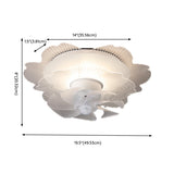 Elegant White Hollow Flower Flush Ceiling Fan Light #size