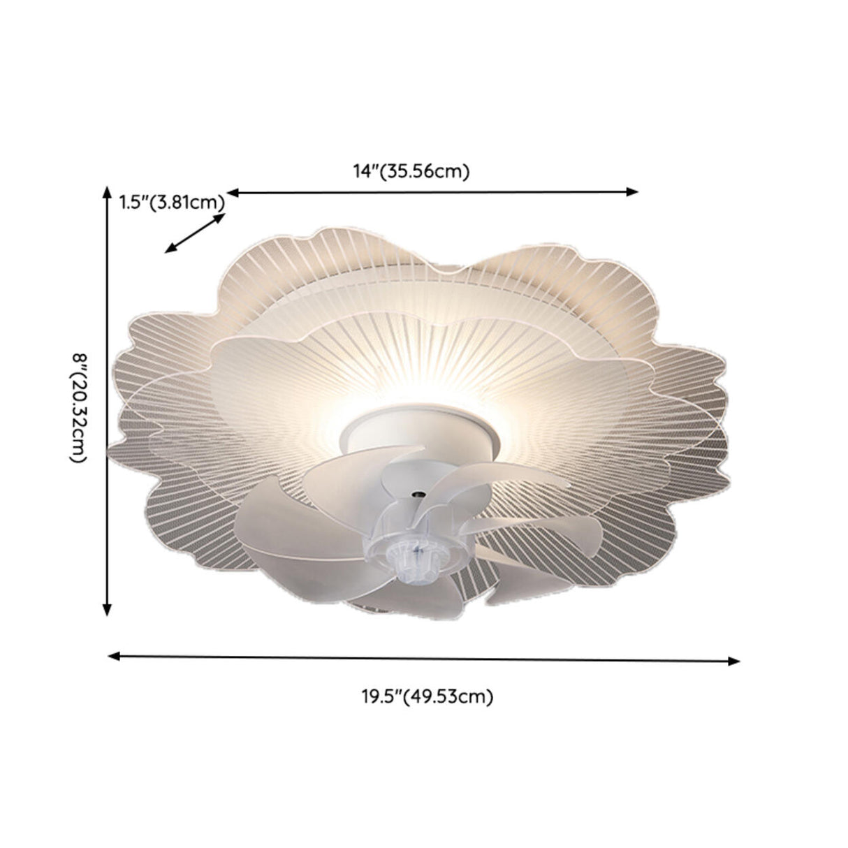 Elegant White Hollow Flower Flush Ceiling Fan Light Image - 21