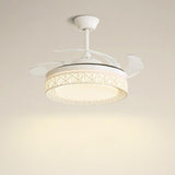 Elegant White Hollow Round Ceiling Fan with LED Light Image - 1