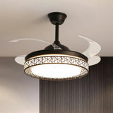 Elegant White Hollow Round Ceiling Fan with LED Light Image - 21