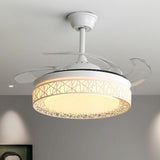 Elegant White Hollow Round Ceiling Fan with LED Light Image - 22