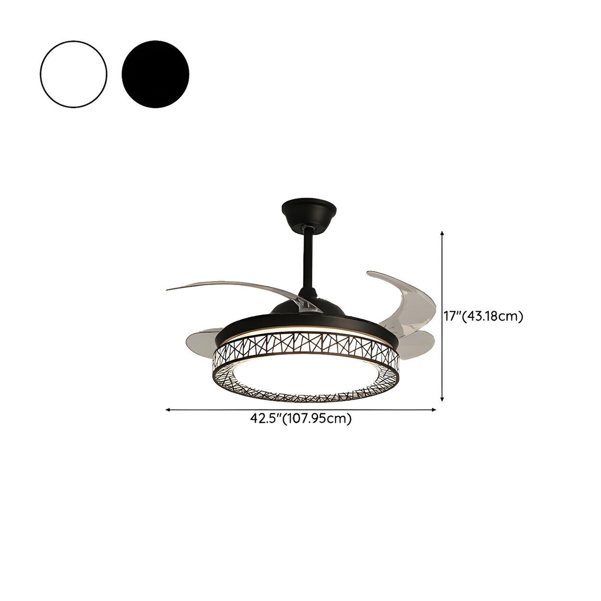 Elegant White Hollow Round Ceiling Fan with LED Light 