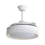 Elegant White Hollow Round Ceiling Fan with LED Light Image - 5