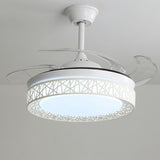 Elegant White Hollow Round Ceiling Fan with LED Light Image - 6