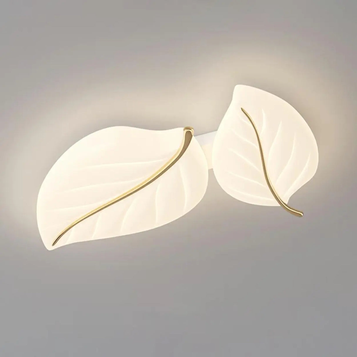 Elegant White Leaf Dimmable LED Flush Mount Light Image - 10