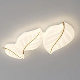 Elegant White Leaf Dimmable LED Flush Mount Light Image - 11