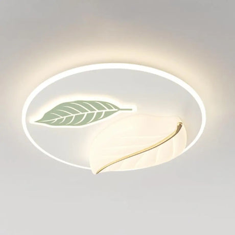 Elegant White Leaf Dimmable LED Flush Mount Light Image - 2