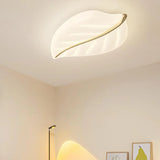 Elegant White Leaf Dimmable LED Flush Mount Light Image - 4