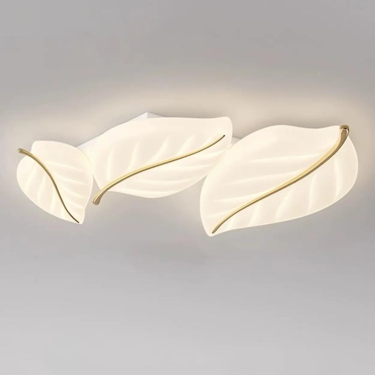 Elegant White Leaf Dimmable LED Flush Mount Light Image - 9