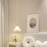 Elegant White Petal Glass Flower Bedroom Pendant Light Image - 1