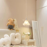 Elegant White Petal Glass Flower Bedroom Pendant Light Image - 3