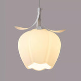 Elegant White Petal Glass Flower Bedroom Pendant Light Image - 4