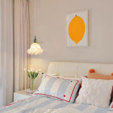 Elegant White Petal Glass Flower Bedroom Pendant Light Image - 5