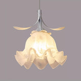 Elegant White Petal Glass Flower Bedroom Pendant Light Image - 6