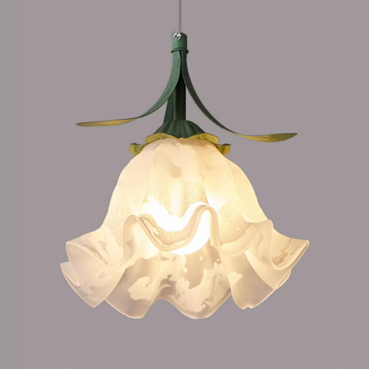 Elegant White Petal Glass Flower Bedroom Pendant Light Image - 8