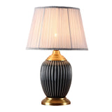 Elegant White Pleated Fabric Shade Ceramic Table Lamp Image - 10