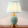 Elegant White Pleated Fabric Shade Ceramic Table Lamp Image - 12