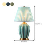 Elegant White Pleated Fabric Shade Ceramic Table Lamp Image - 26