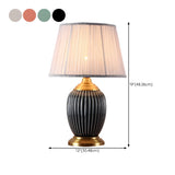 Elegant White Pleated Fabric Shade Ceramic Table Lamp Image - 27