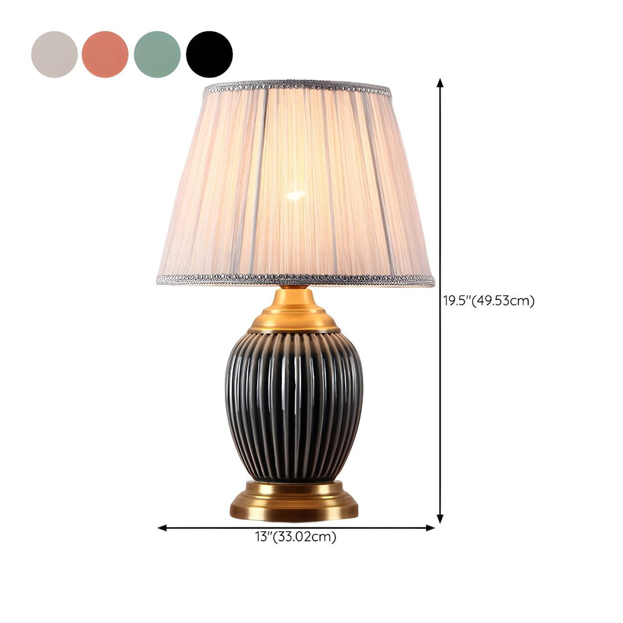 Elegant White Pleated Fabric Shade Ceramic Table Lamp Image - 28