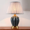 Elegant White Pleated Fabric Shade Ceramic Table Lamp Image - 7