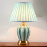 Elegant White Pleated Fabric Shade Ceramic Table Lamp Image - 9