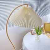 Elegant White Pleated Shade Arched Metal Floor Lamp Image - 6