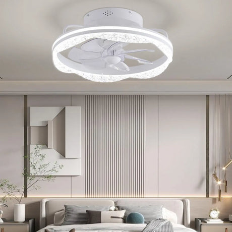 Elegant White Round LED Ceiling Fan with Lighting Image - 1