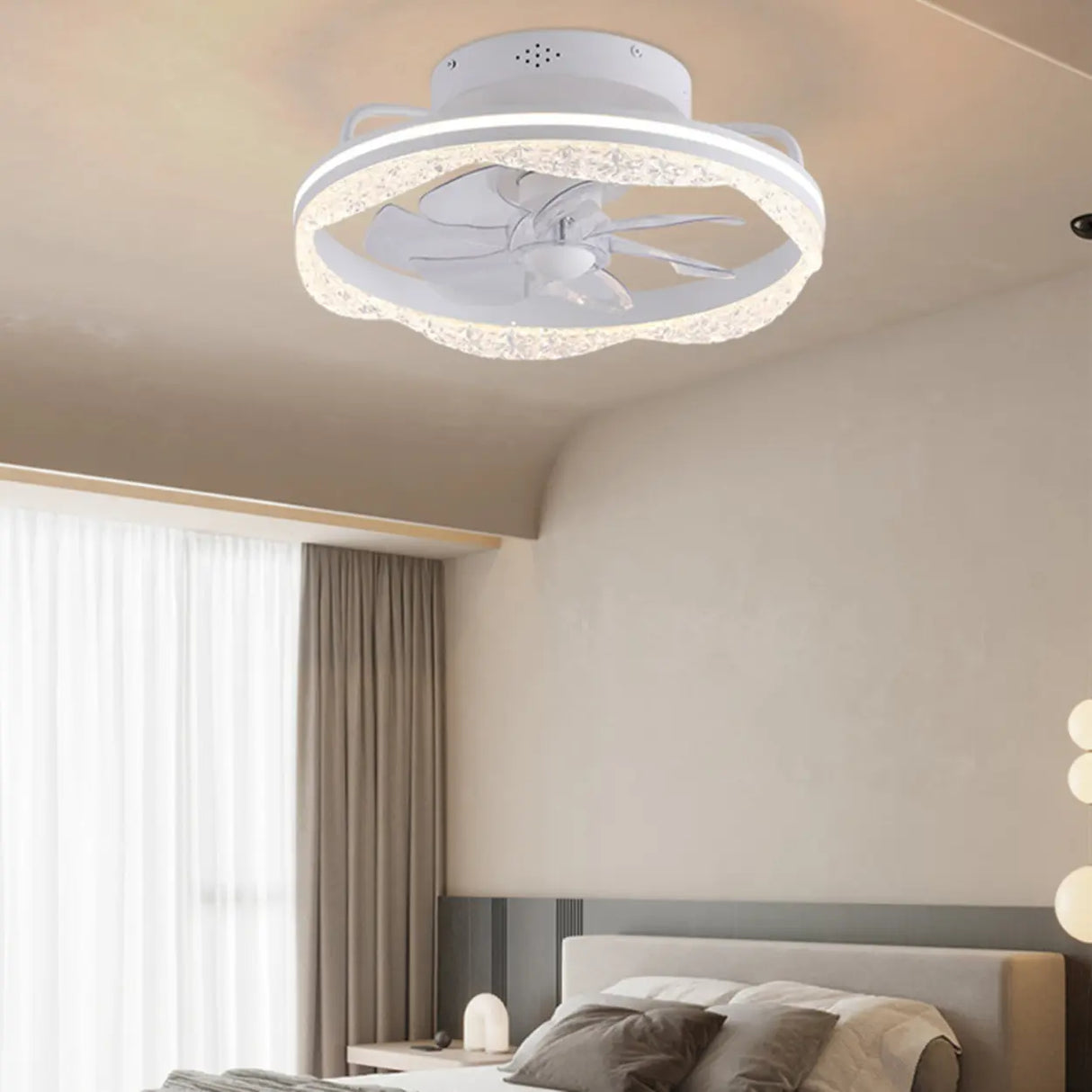 Elegant White Round LED Ceiling Fan with Lighting Image - 3