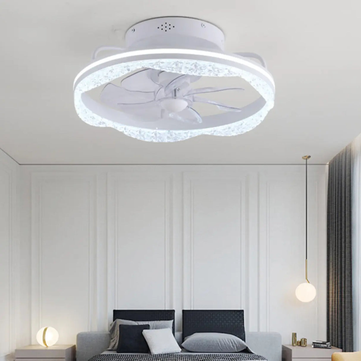 Elegant White Round LED Ceiling Fan with Lighting Image - 4