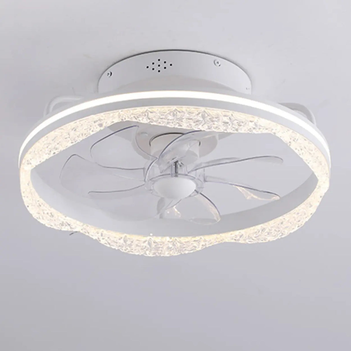 Elegant White Round LED Ceiling Fan with Lighting Image - 6