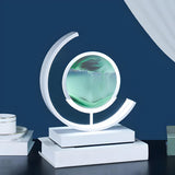 Elegant White Round LED Quicksand Decor Table Lamp Image - 4