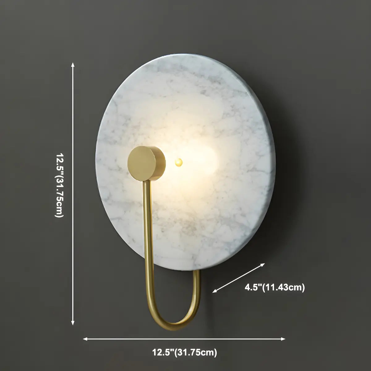 Elegant White Round Marble Mini Ambient Wall Sconce 