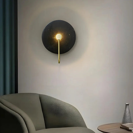 Elegant White Round Marble Mini Ambient Wall Sconce Image - 2