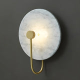 Elegant White Round Marble Mini Ambient Wall Sconce Image - 5