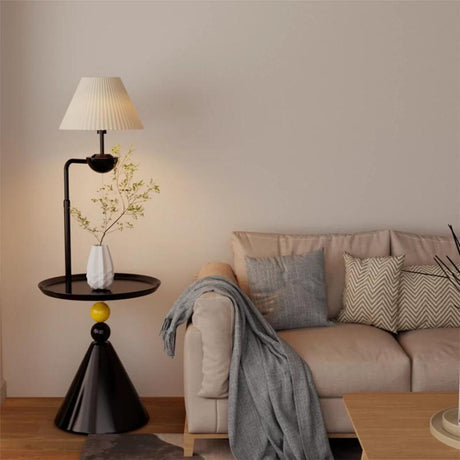 Elegant White Umbrella Modern Side Table Floor Lamp Image - 2