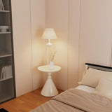 Elegant White Umbrella Modern Side Table Floor Lamp Image - 4