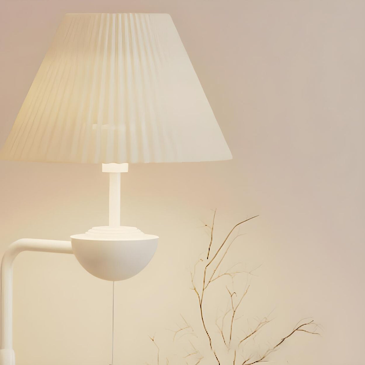 Elegant White Umbrella Modern Side Table Floor Lamp Image - 8